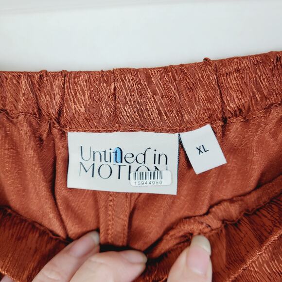 Untitled in Motion Emissus rust satin drawstring waist lounge pants XL - Picture 3 of 13